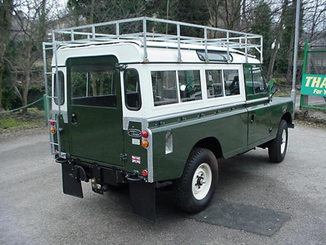 Land Rover series III 109 3 door with roof rack, safari roof - rebuilt and exported to Seaside california
